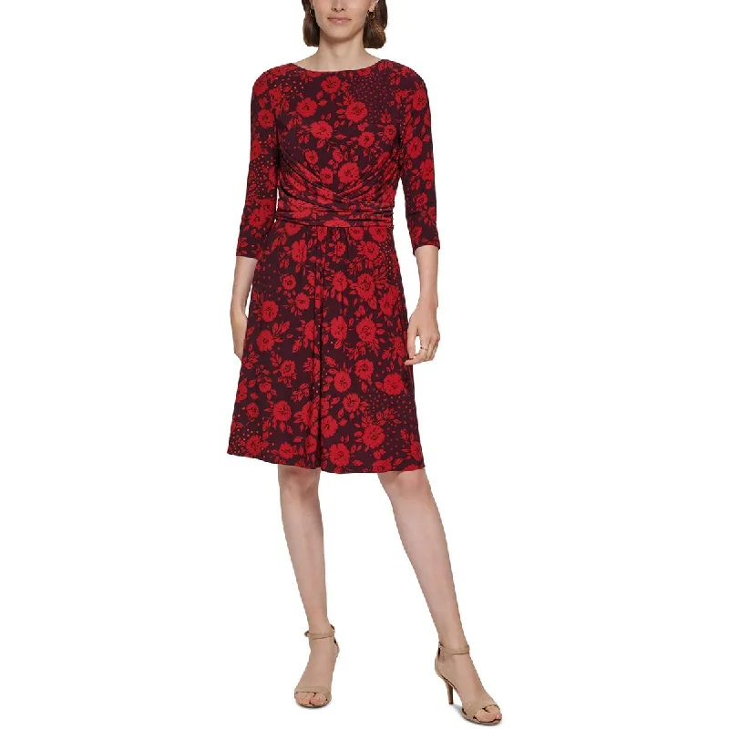 Tommy Hilfiger Womens Drapey Midi Fit & Flare Dress Fashionable A-Line Midi Dress