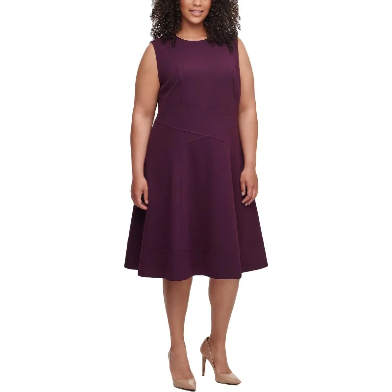 Tommy Hilfiger Womens Plus Seam Detailed Midi Fit & Flare Dress Stylish Vintage Midi Dress Tommy Hilfiger Womens Plus Seam Detailed Midi Fit & Flare Dress Stylish Vintage Midi Dress