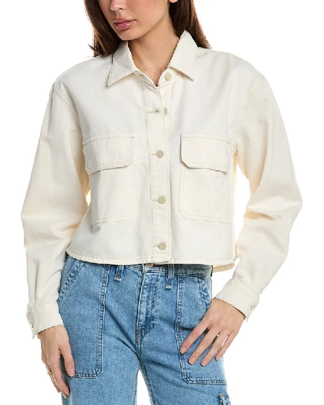 HUDSON Jeans Cropped Oversized Button-Down Shirt-- Knit Fabric Woven Fabric Fleece Fabric HUDSON Jeans Cropped Oversized Button-Down Shirt-- Knit Fabric Woven Fabric Fleece Fabric