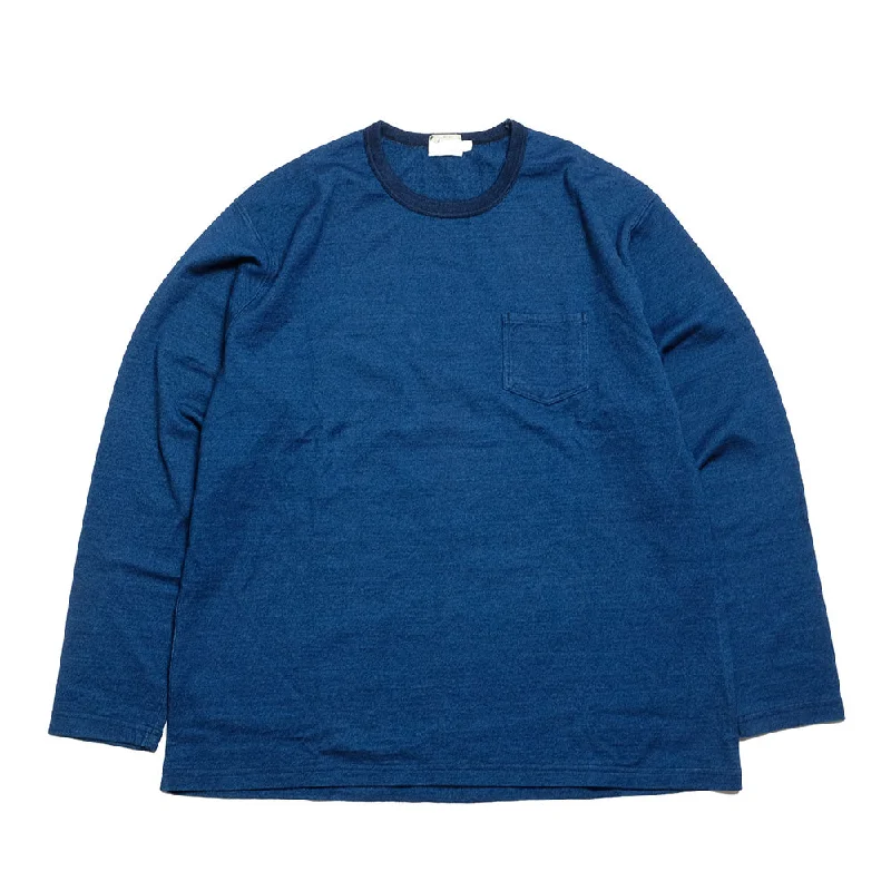BURGUS PLUS - Indigo Long Sleeve T-Shirt - HBP-032-- Mesh Blend Leather Blend Suede Blend BURGUS PLUS - Indigo Long Sleeve T-Shirt - HBP-032-- Mesh Blend Leather Blend Suede Blend