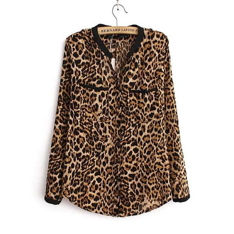Leopard Print Chiffon Women Lady Long-sleeve Top Shirt Loose Plus Size V neck Leopard Blouse Clothing -- Basic T-Shirt Crew Neck Short Sleeve Leopard Print Chiffon Women Lady Long-sleeve Top Shirt Loose Plus Size V neck Leopard Blouse Clothing -- Basic T-Shirt Crew Neck Short Sleeve