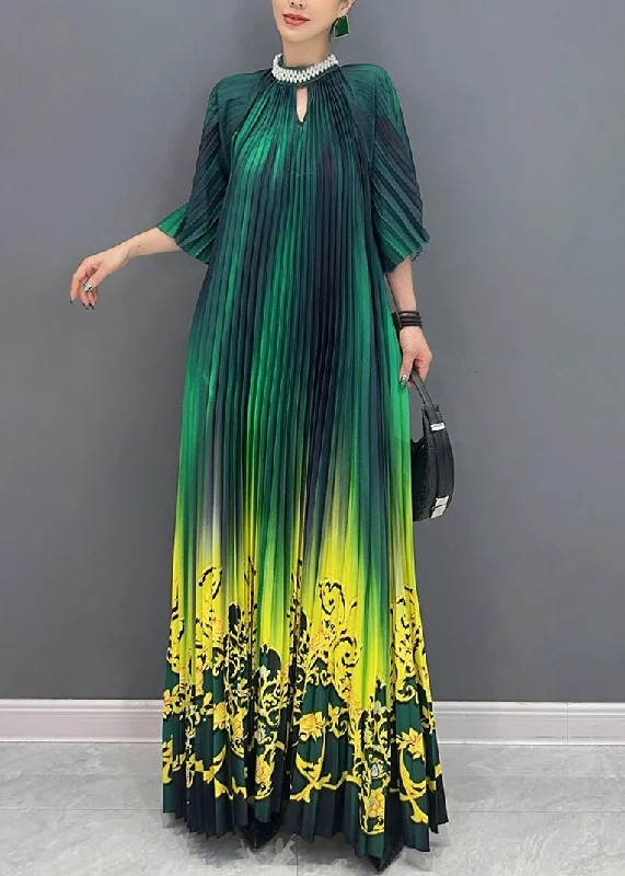 Fashion Gradient Color Green Print Long Dresses Summer AO1036 Tunics Fashionable trendy Fashion Gradient Color Green Print Long Dresses Summer AO1036 Tunics Fashionable trendy