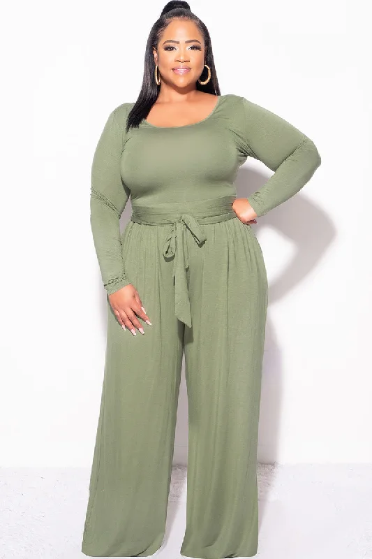 Final Sale Plus Size 2pc Crop Top and Palazzo Pant Set in Sage Terry Blend Velvet Blend Canvas Blend Final Sale Plus Size 2pc Crop Top and Palazzo Pant Set in Sage Terry Blend Velvet Blend Canvas Blend