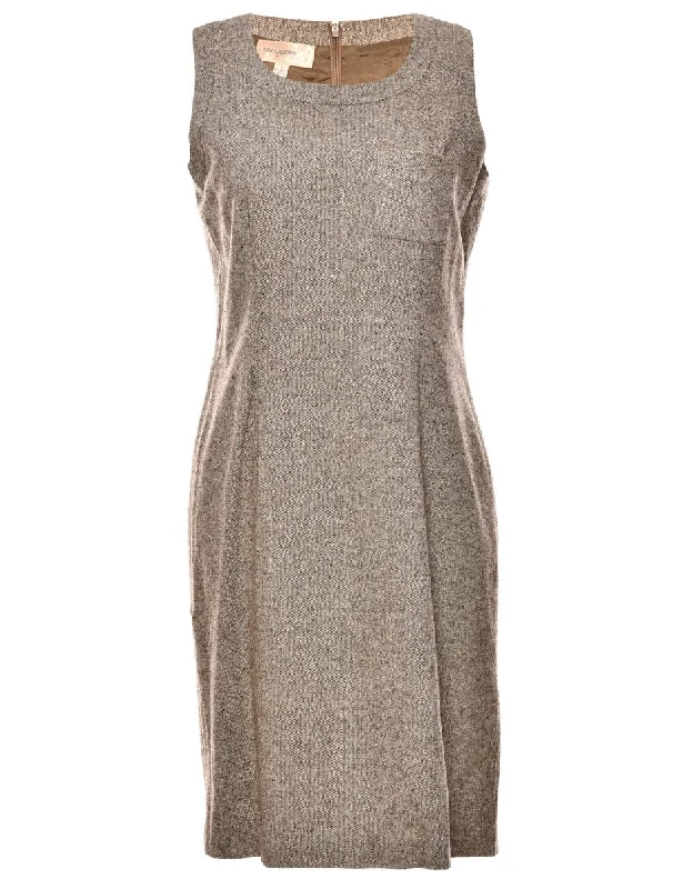 Midi Length Brown Dress - L Elegant Satin Midi Dress